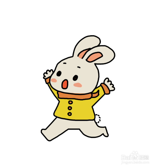 卡通简笔画:一只奔跑的兔子