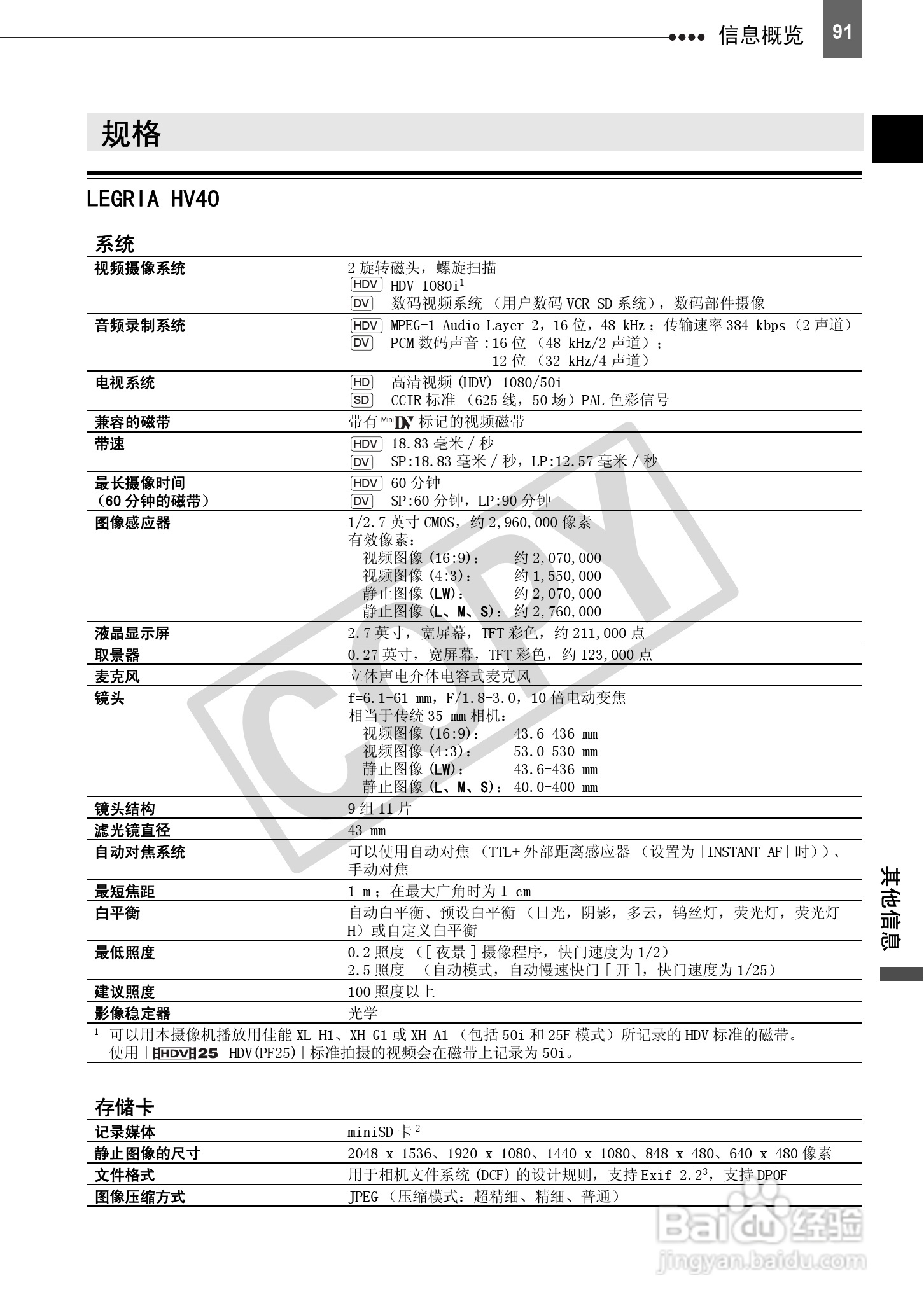 佳能HV40数码摄像机使用说明书:[10]