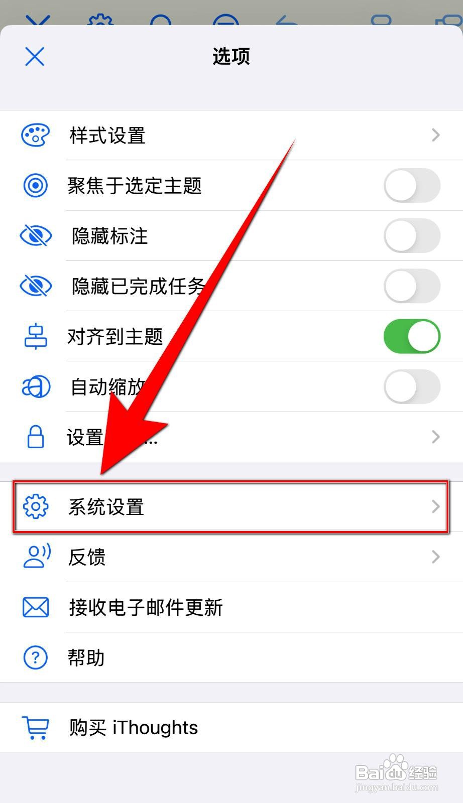 iThoughts2go应用如何设置显示祖先主题