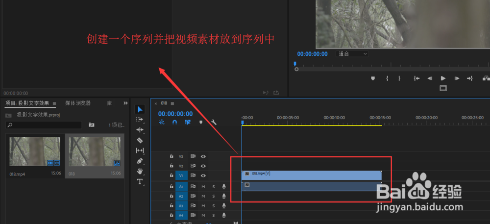 PR2018中怎么制作一个投影字幕