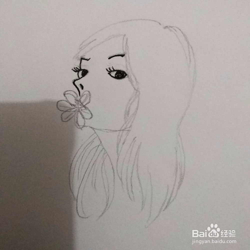 简笔画38：Q版叼花姑娘画法