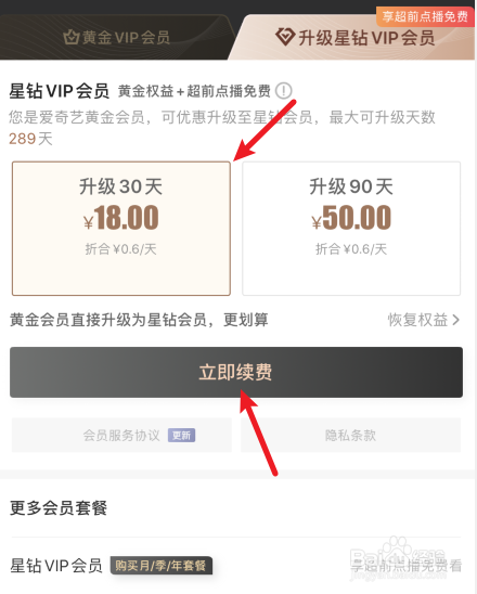 爱奇艺怎么升级星钻VIP会员
