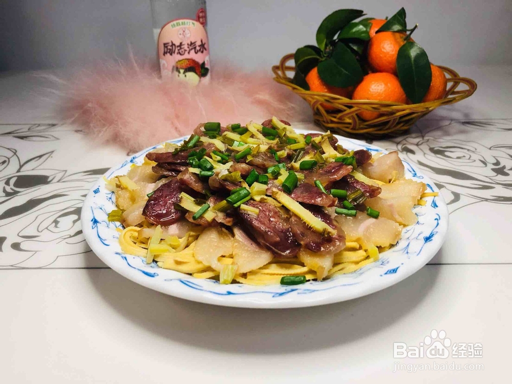 咸肉香肠蒸干丝的步骤