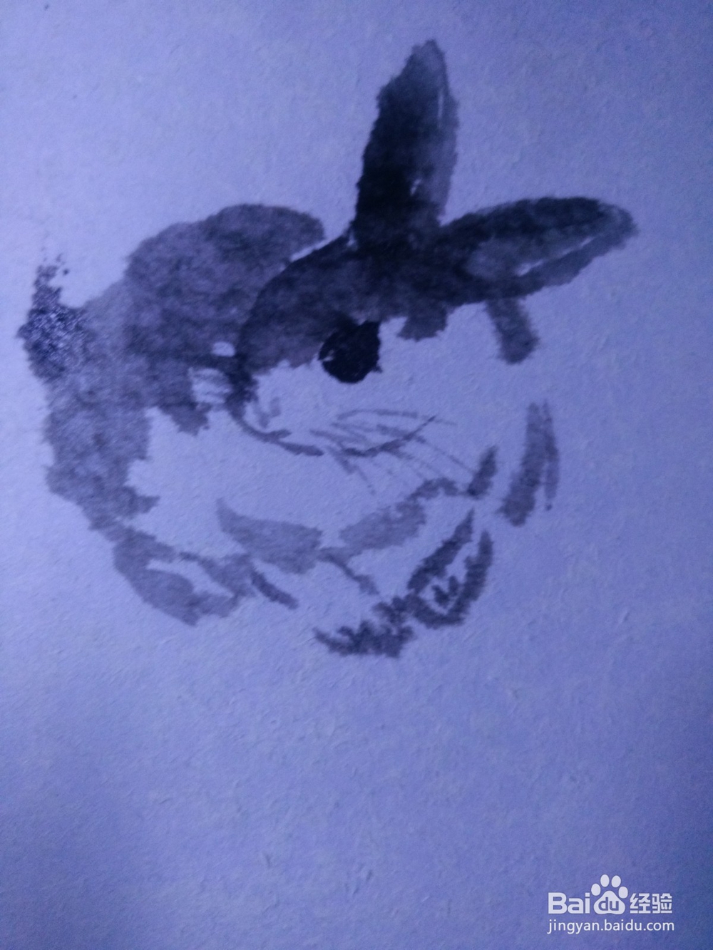 怎么画水墨小兔子