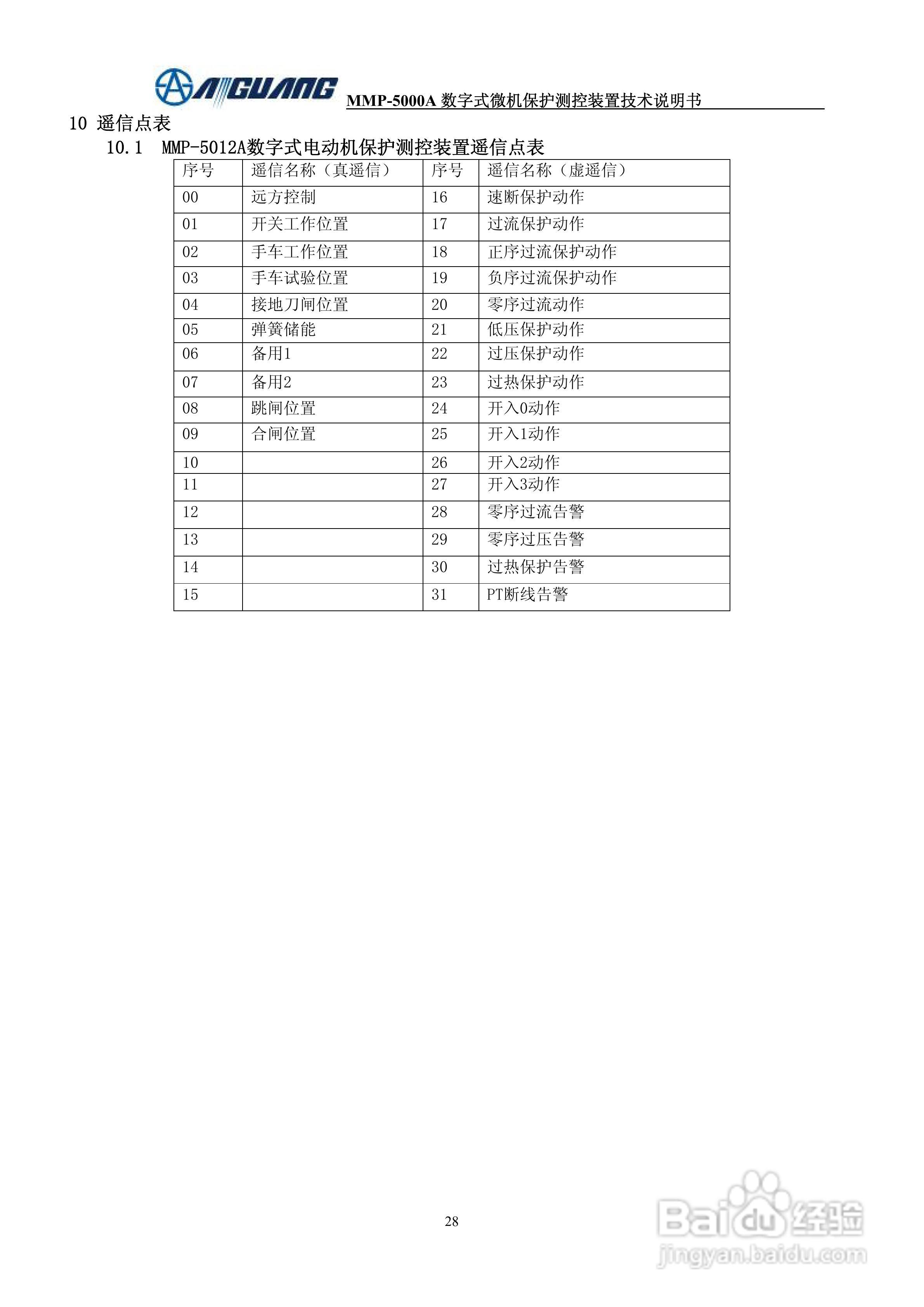 爱光MMP-5012A数字式电动机保护测控装置说明书