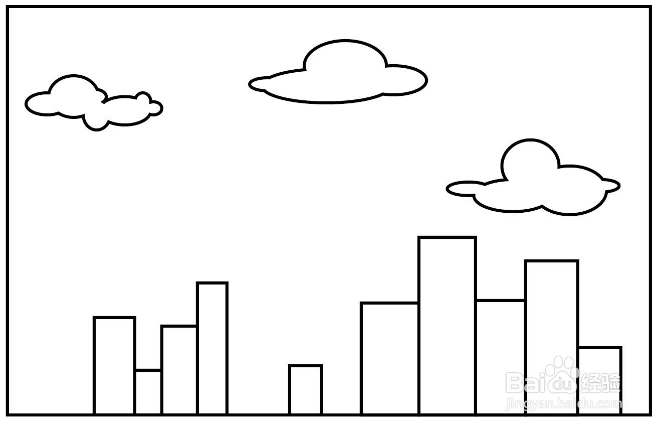 简笔画:城市夜景