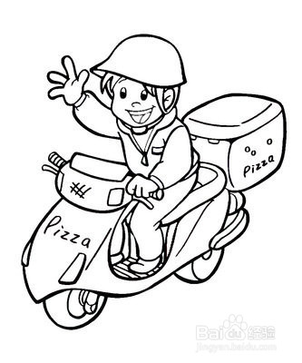 送披萨的外卖小哥的简笔画