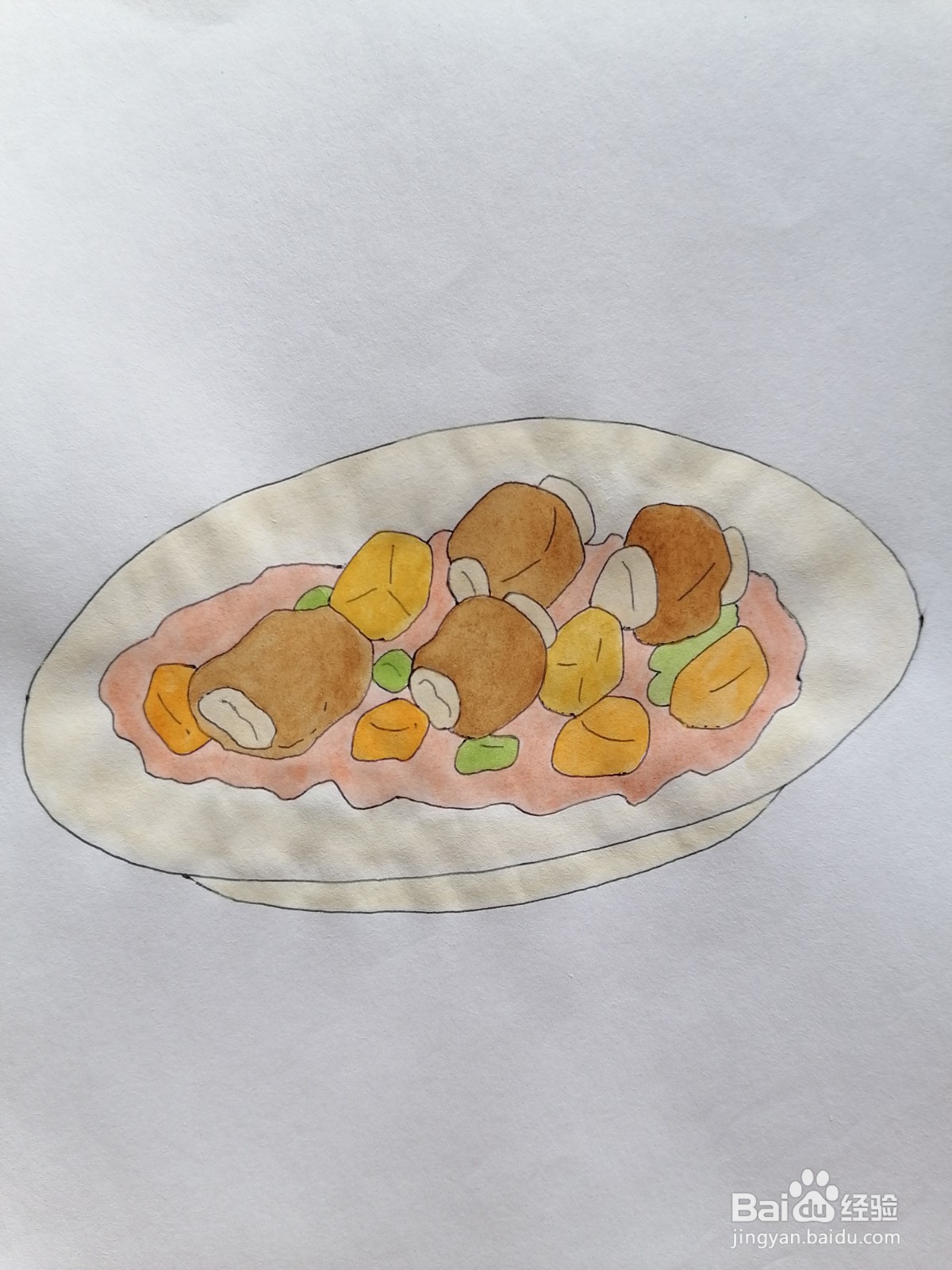 红烧肉炖土豆简笔画图片