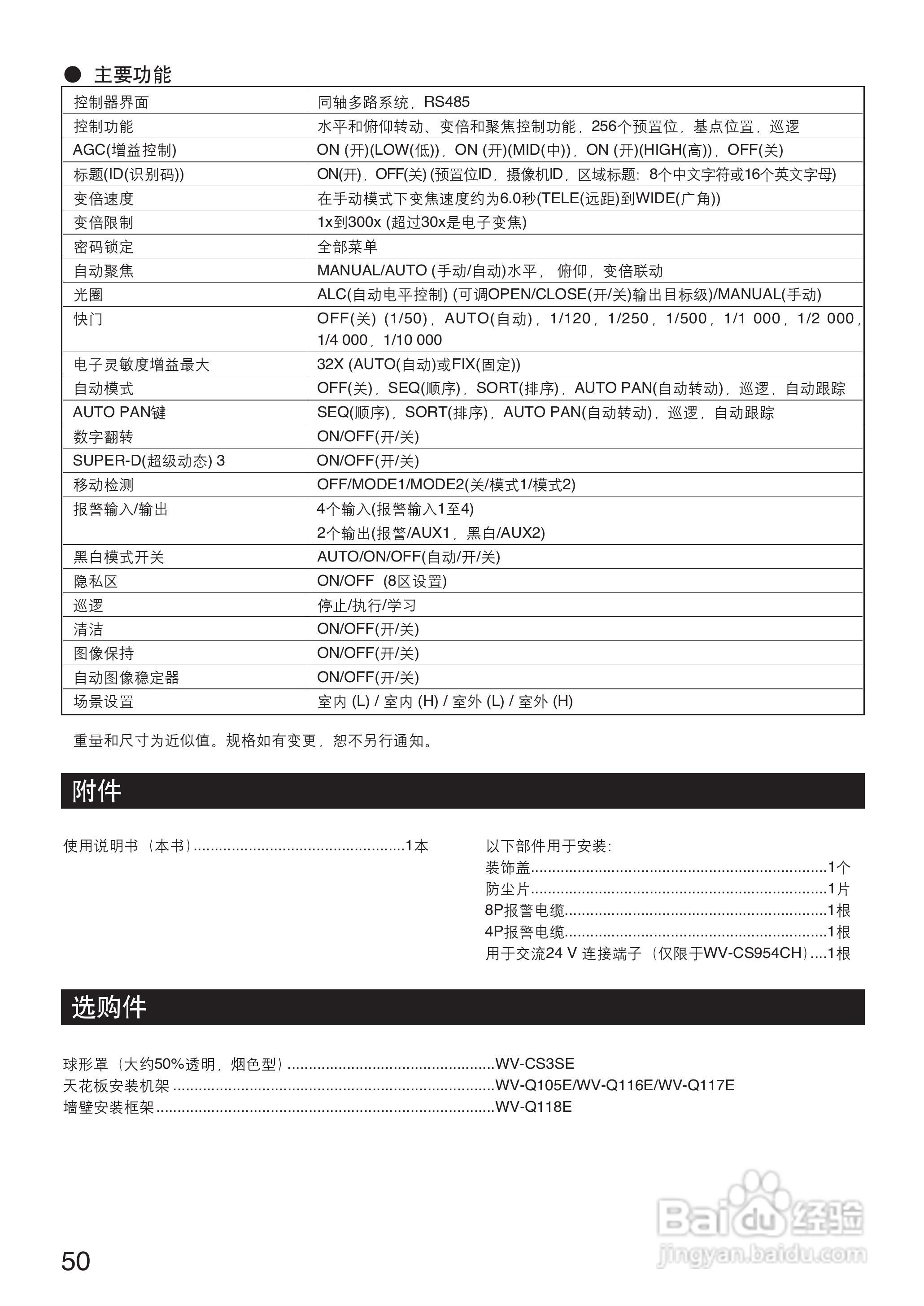 Panasonic WV-CS954彩色闭路监控摄像机使用说明书:[5]
