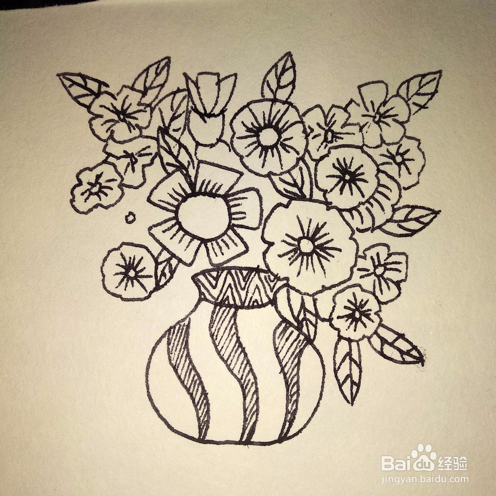 如何画一个很有创意的盆景卡通儿童简笔画