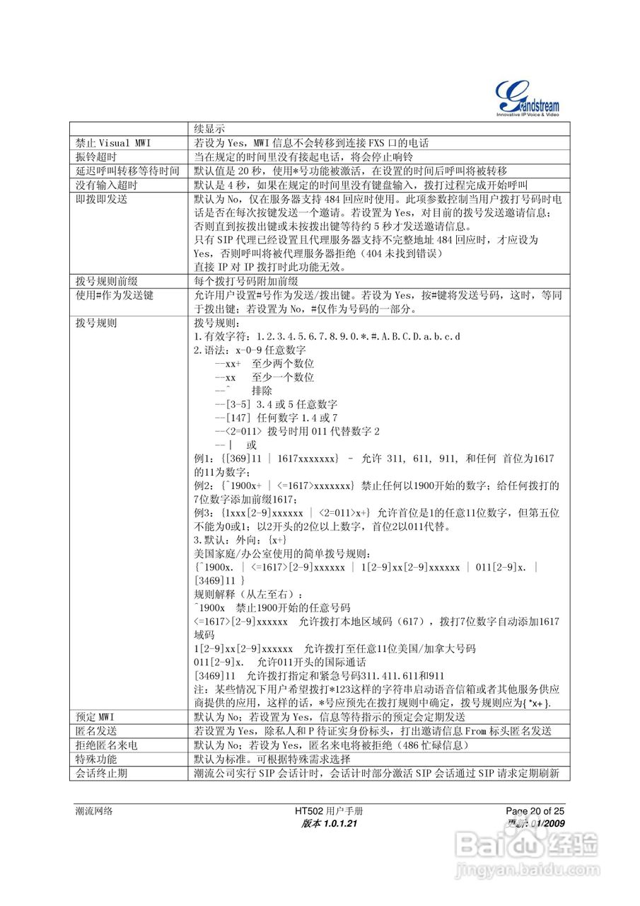 Grandstream HT502双FXS口模拟电话适配器用户手册:[2]
