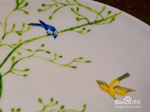 手绘餐饮盘子风景图