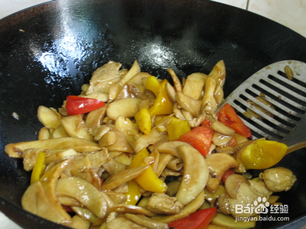肉片炒杏鲍菇