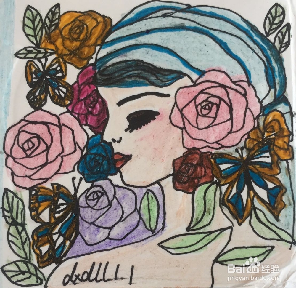 简笔画教程之花朵与女郎