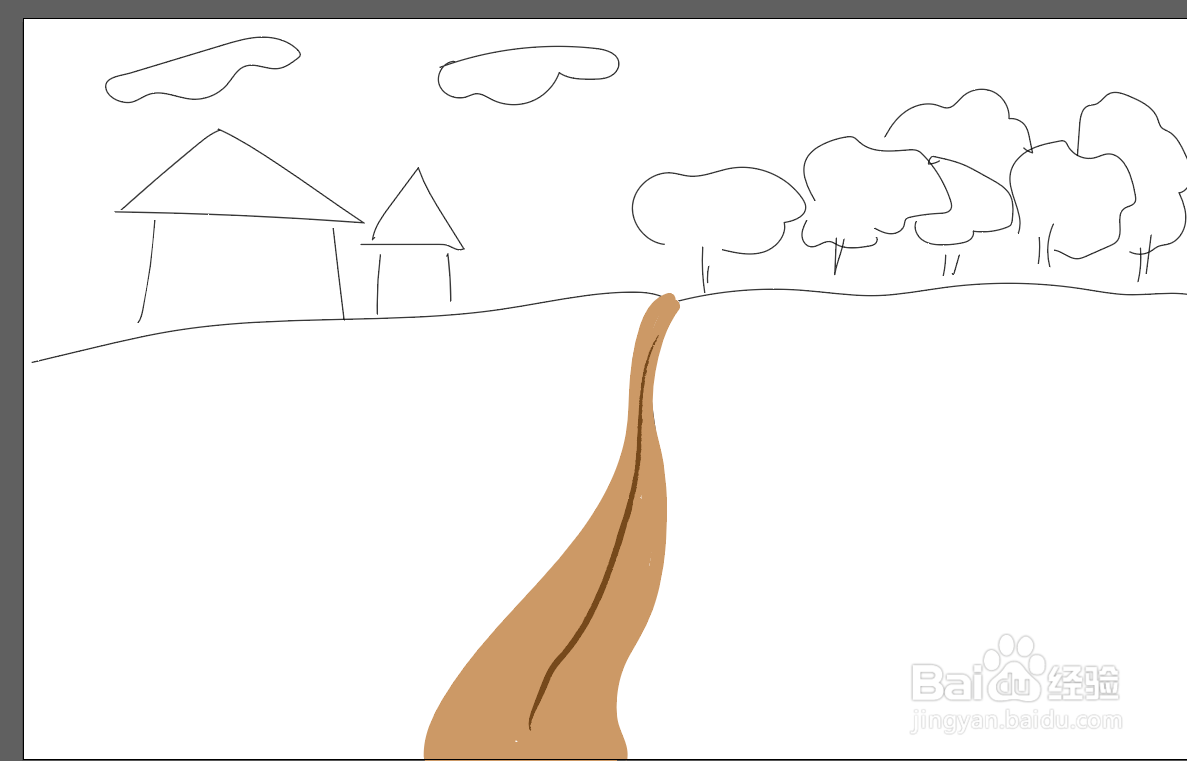 绿色山庄简笔画六年级
