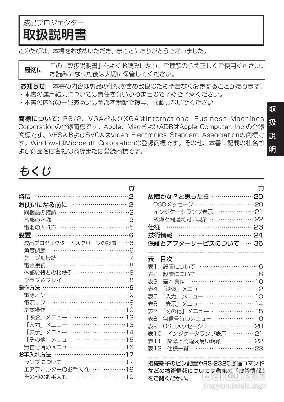 HITACHI CP-X985J投影仪说明书:[2]