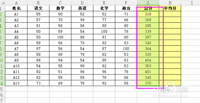 WPS表格常规求和、求平均值