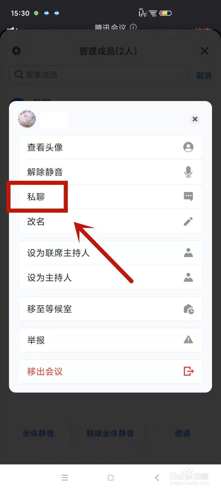 如何在腾讯会议中与指定人私聊