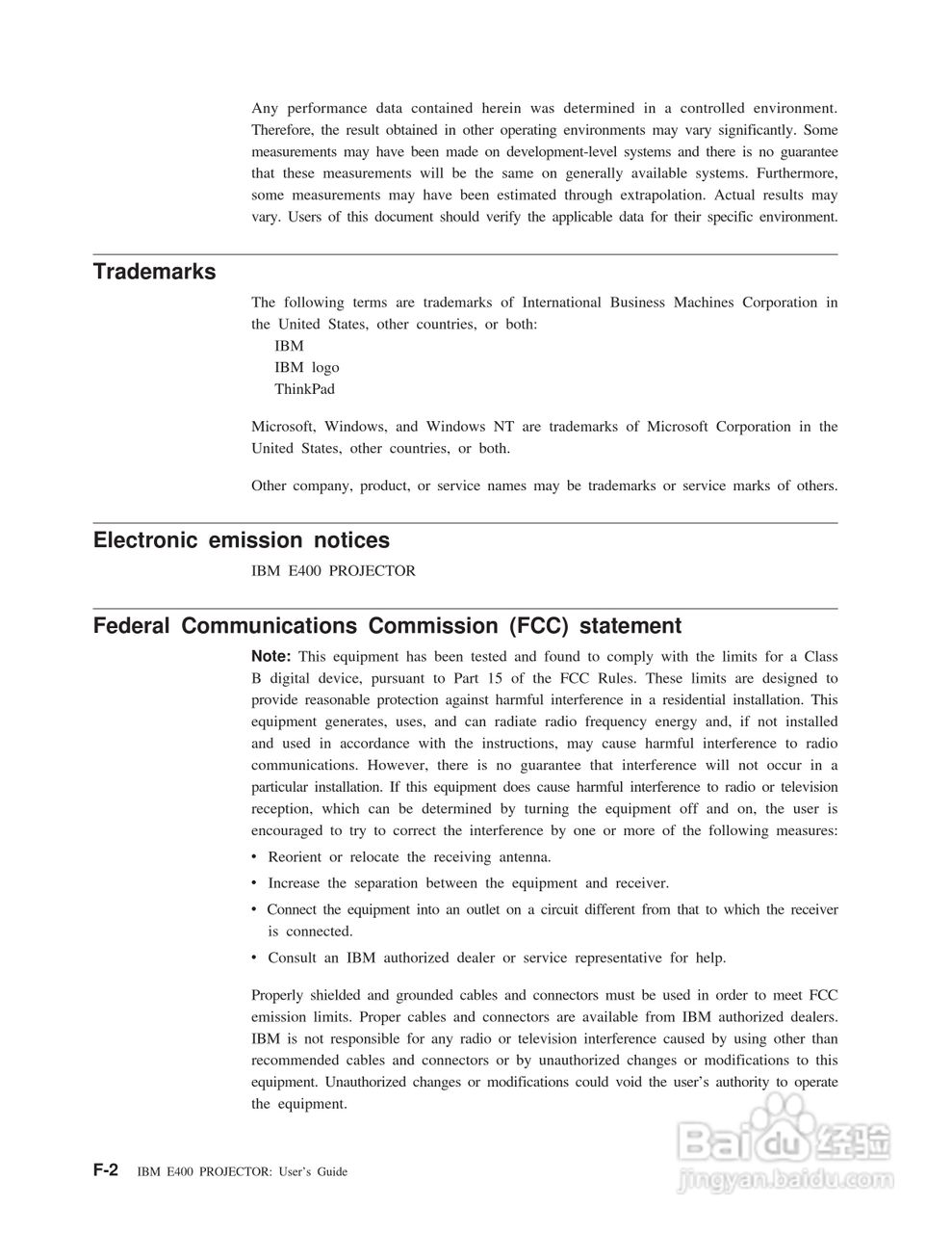 IBM E400投影机说明书:[7]