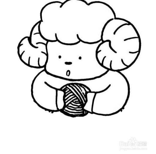 玩线球的小羊的画法