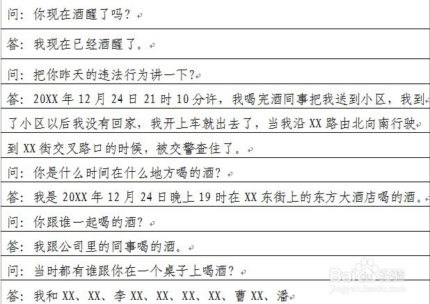 涉嫌酒驾行为人讯问笔录怎么制作