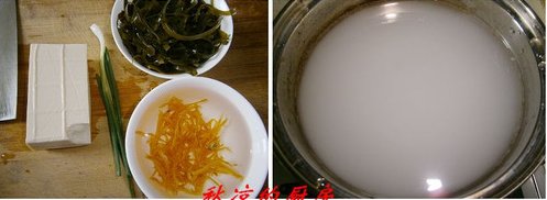 用淘米水做银鱼海带豆腐汤
