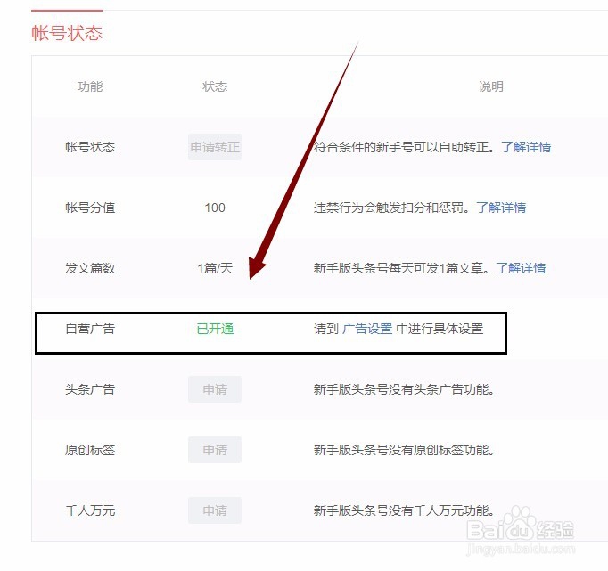 开通今日头条投放自营广告并设置头条自营广告