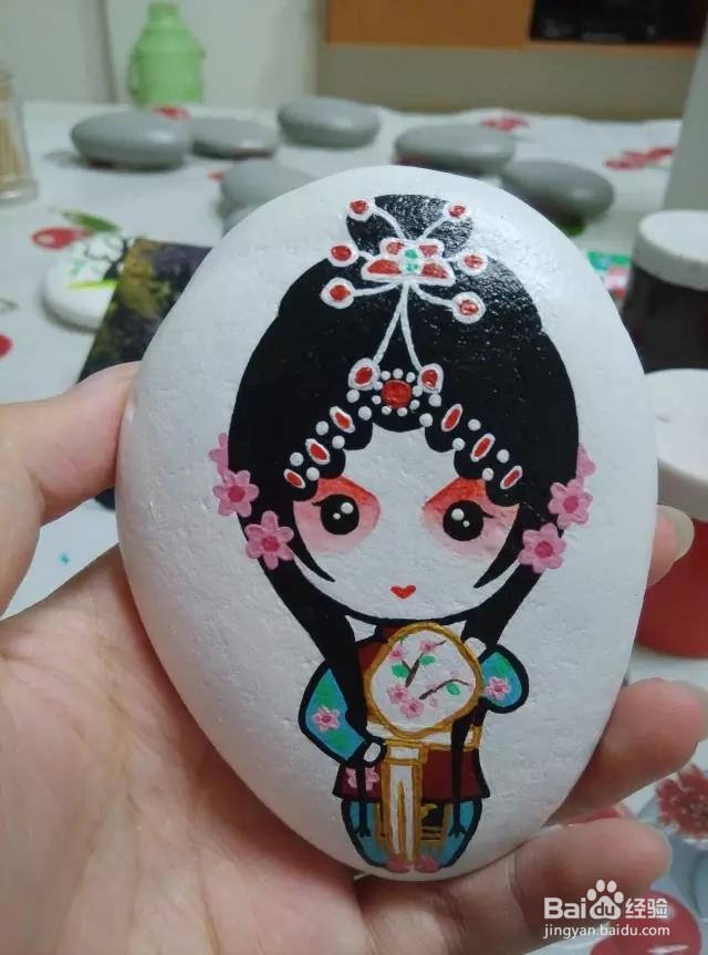 京剧人物手绘石头画的画法