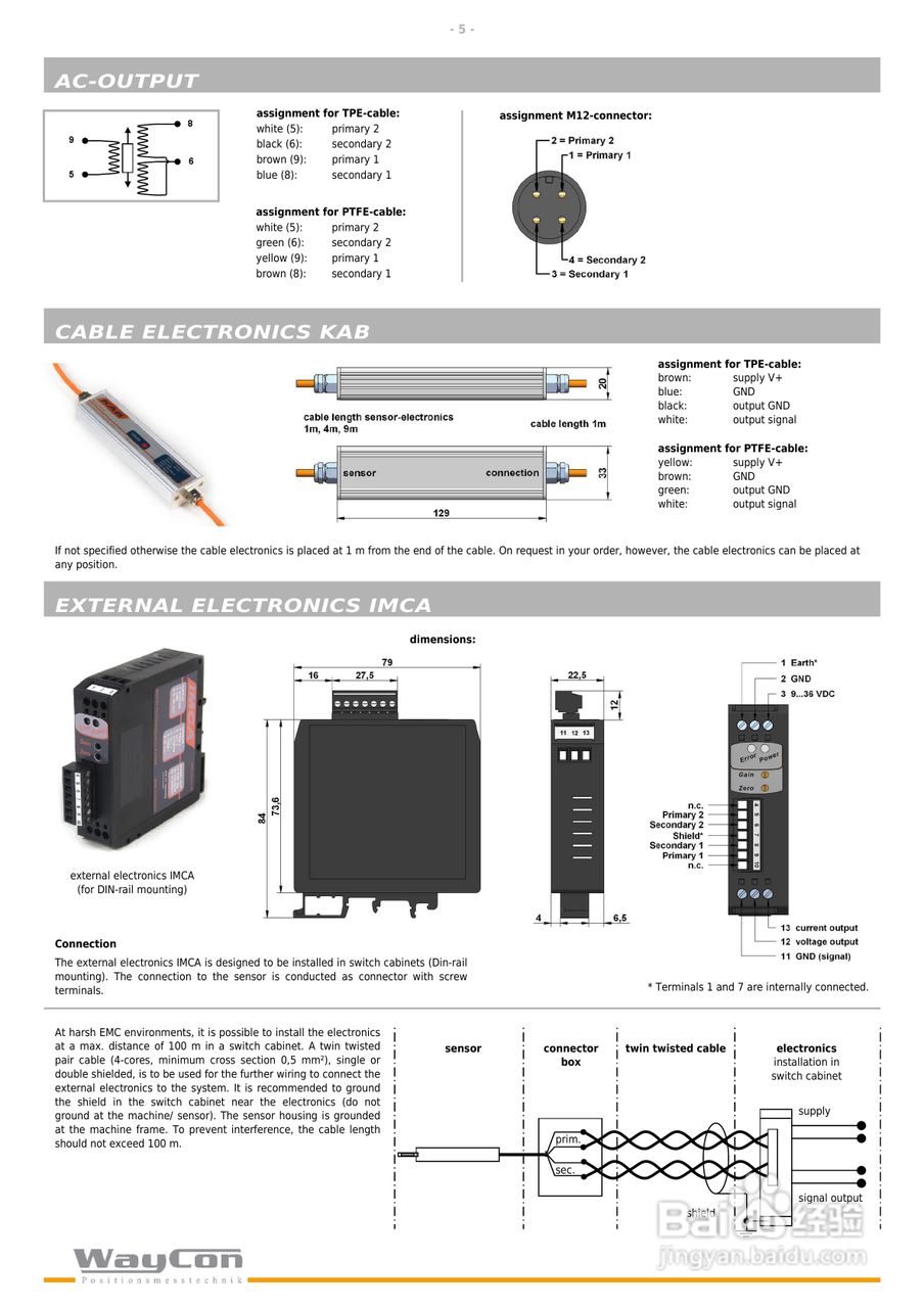 WAYCON 差动变压位移传感器SM-HYD-F18法兰安装型产品