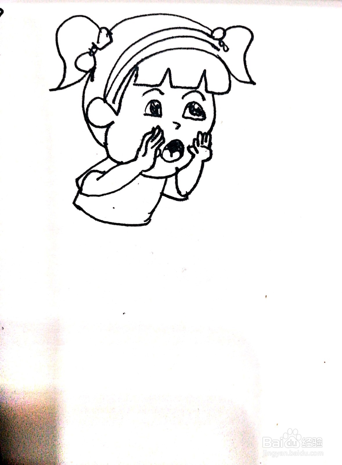 呐喊的女孩线描画怎么画