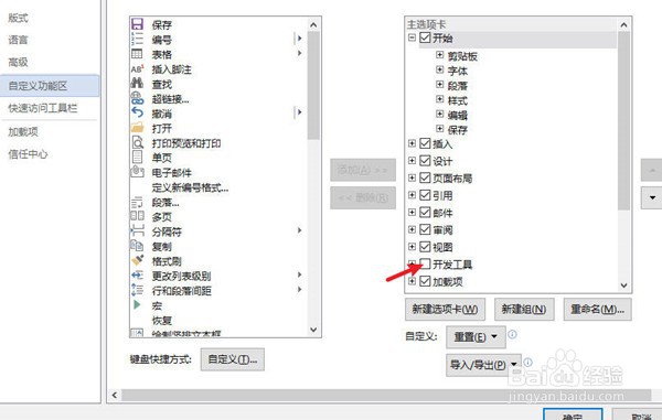 word在哪里打开开发者选项