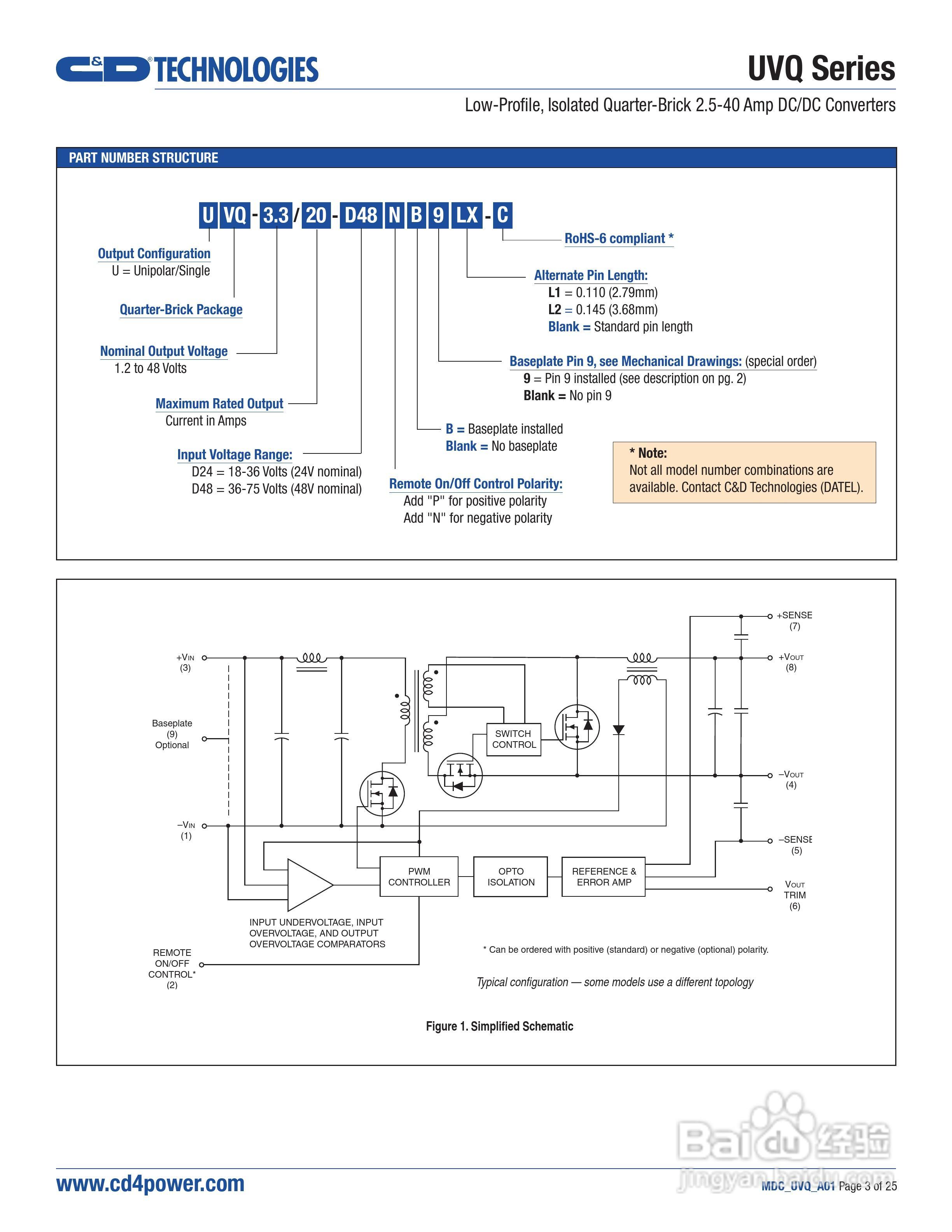 C&D西恩迪UVQ-12_8-D24P模块电源说明书:[1]