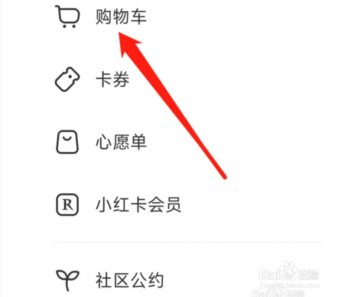 小红书查看购物车