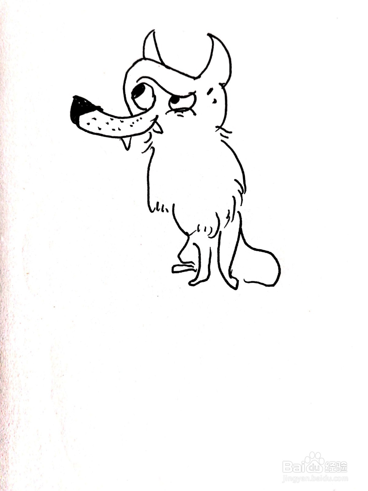 长着大鼻子的狼线描画怎么画