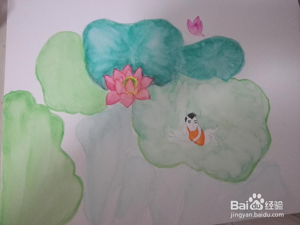 水彩画经验分享之荷花宝宝