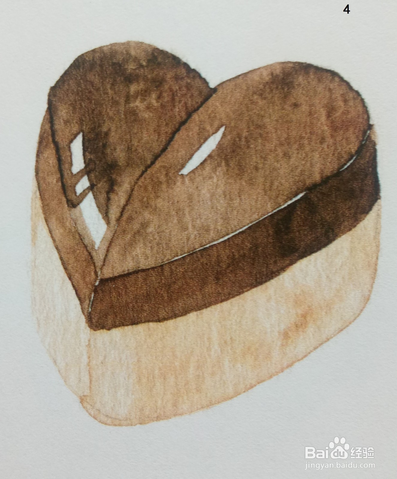 手绘心形巧克力的水彩画