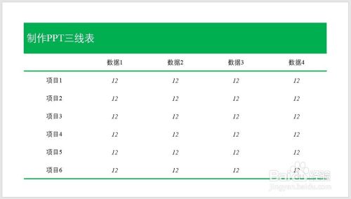 PPT中制作三线表