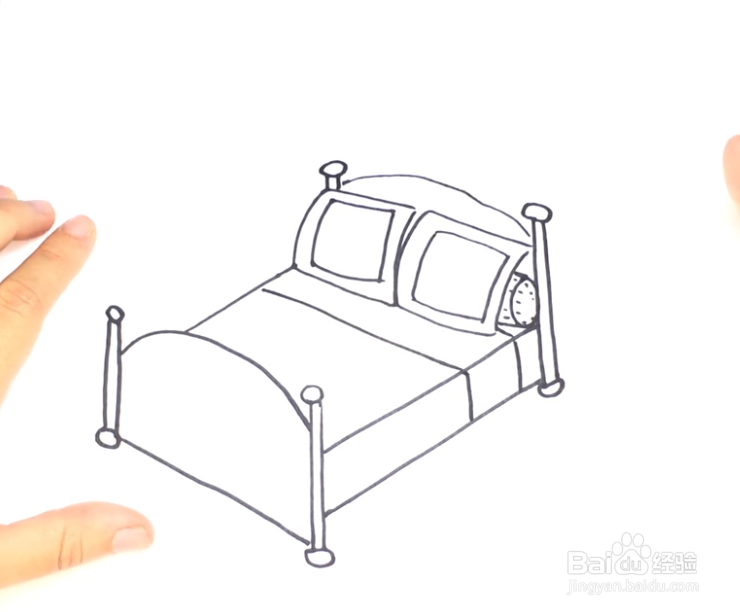 儿童简笔画—— 怎样用彩笔一笔一笔画床