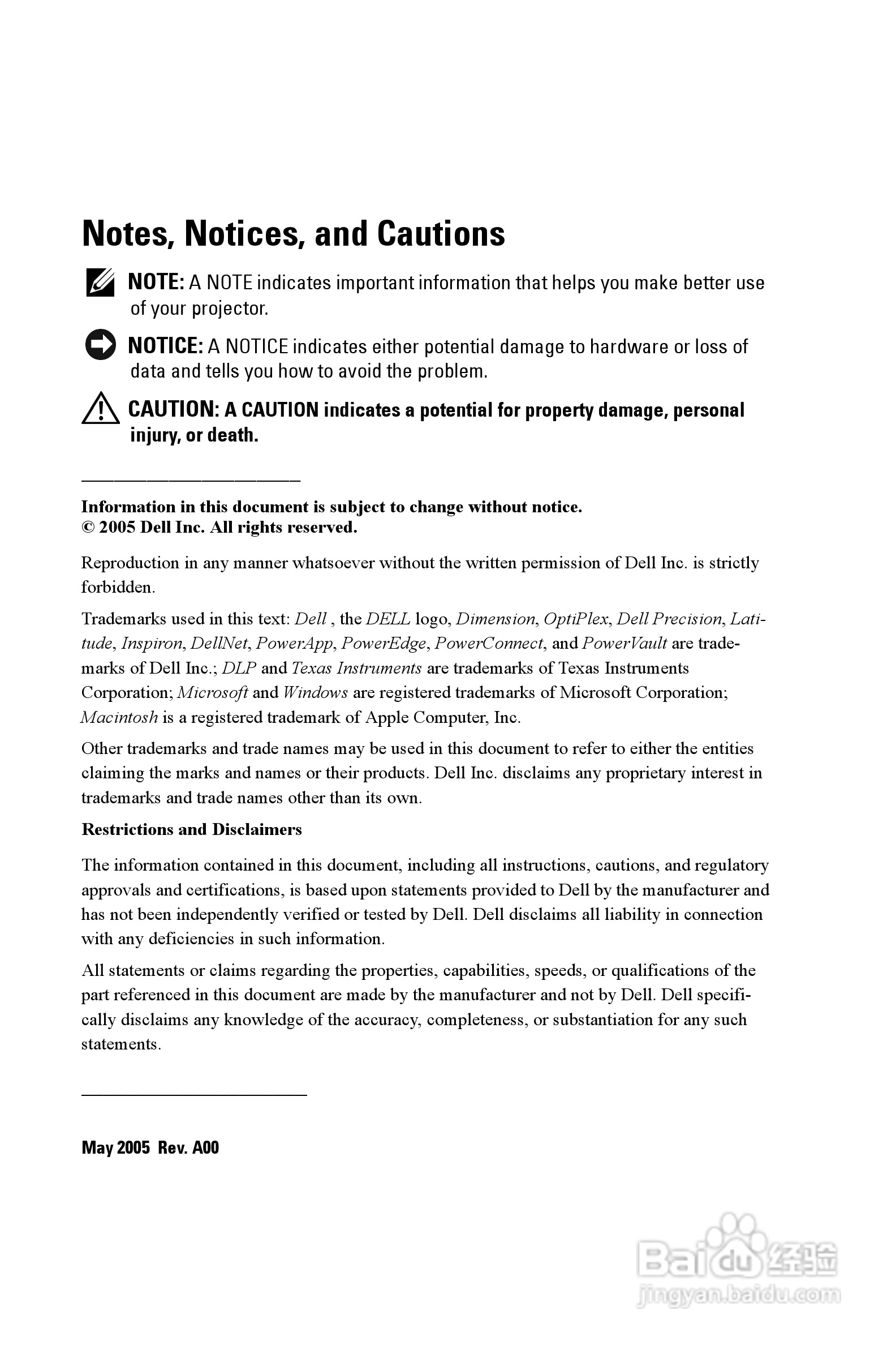 DELL Dell 3400MP Projecto投影机说明书:[1]