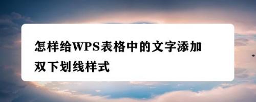 怎样给WPS表格中的文字添加双下划线样式