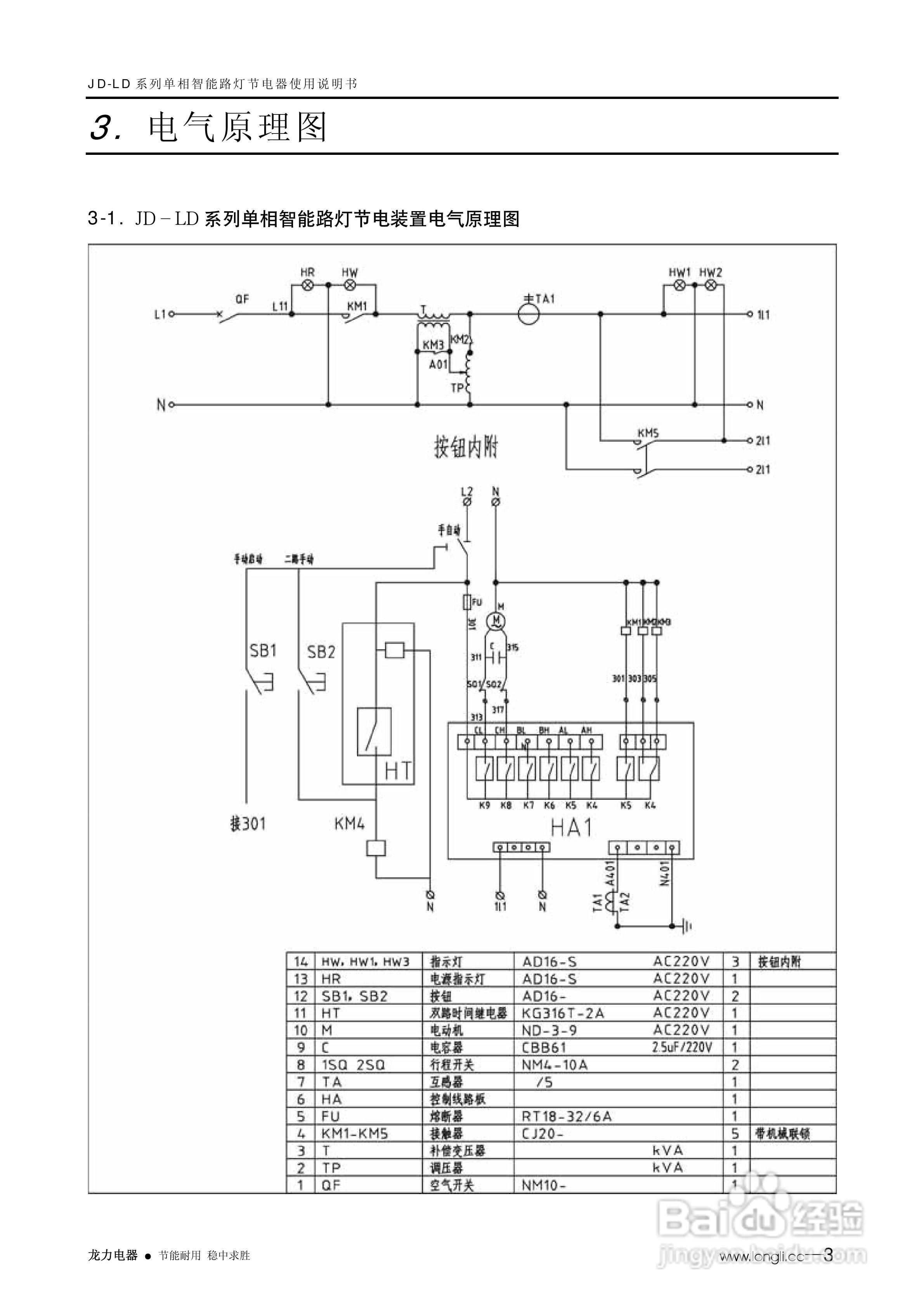 LONGLI JD-LD单相智能路灯节电装置使用说明书:[1]