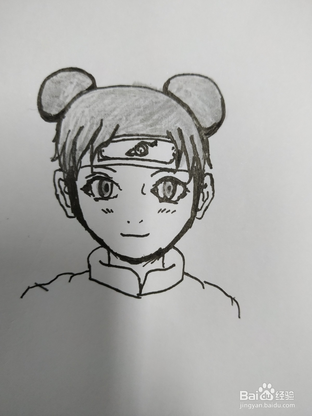 丸子头少女头像手绘