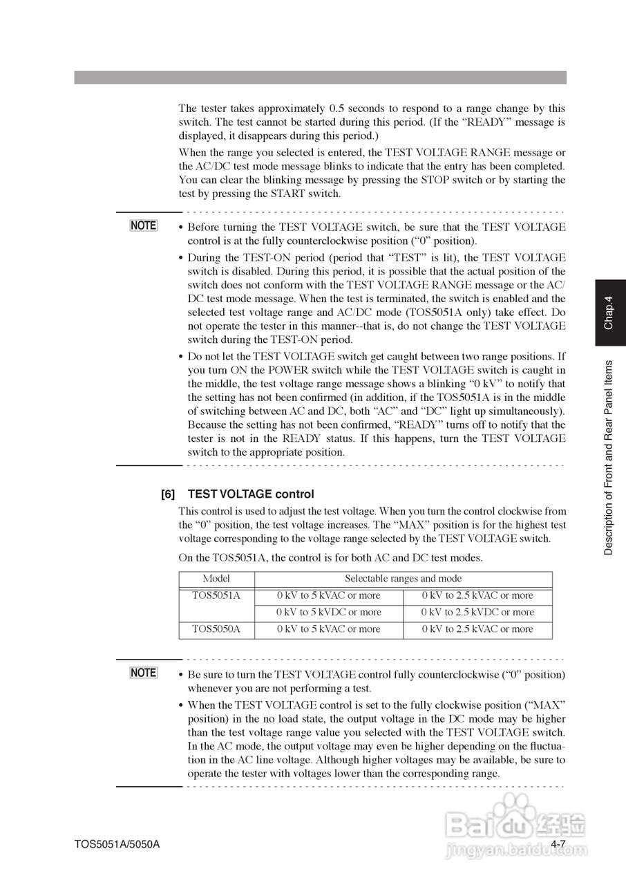 日本菊水TOS5051A/5050A耐压测试仪英文版说明书:[5]