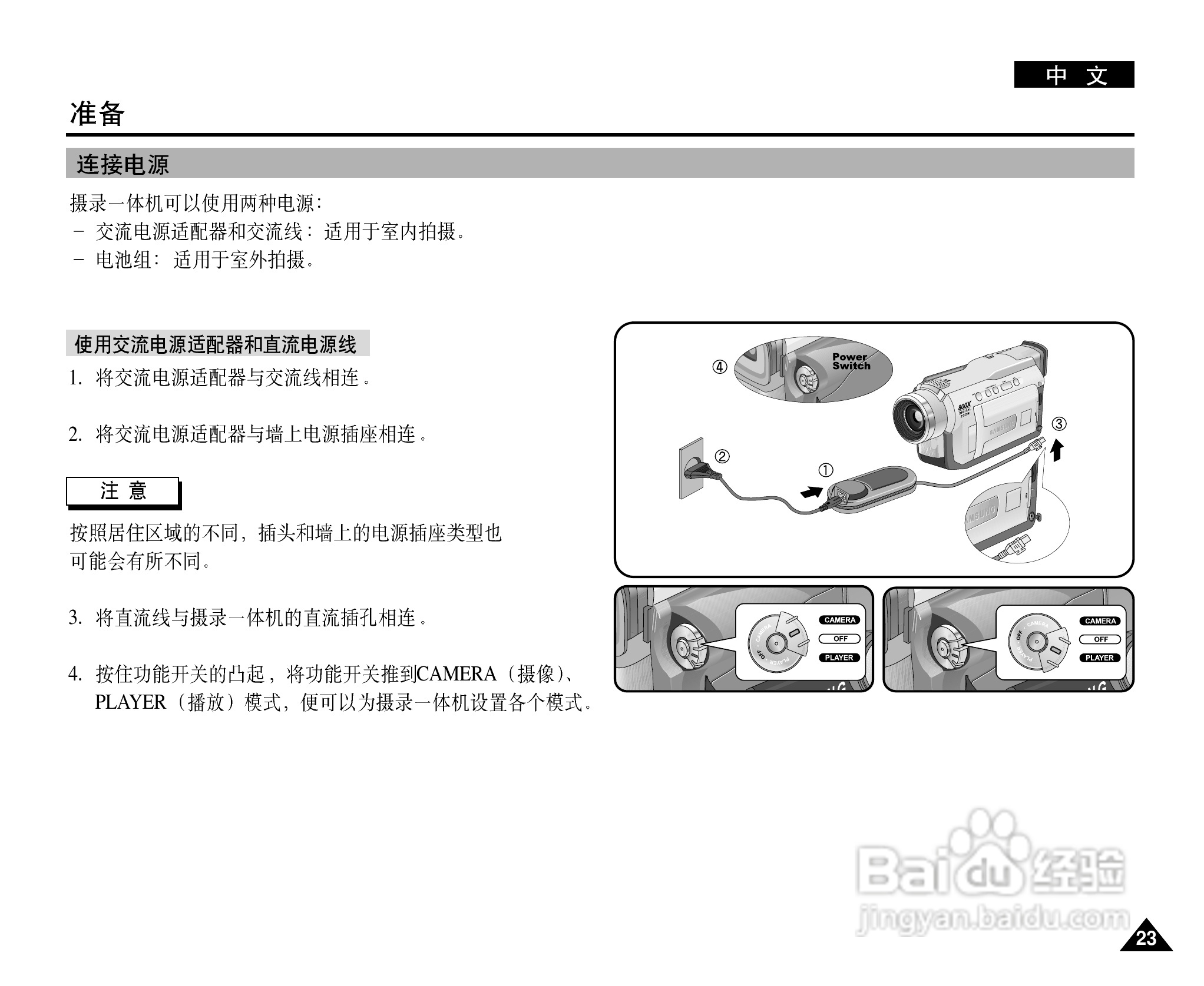 三星VP-D20i数字摄录一体机用户说明书:[3]