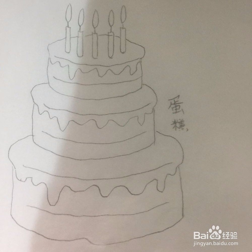 生日蛋糕的简笔画法