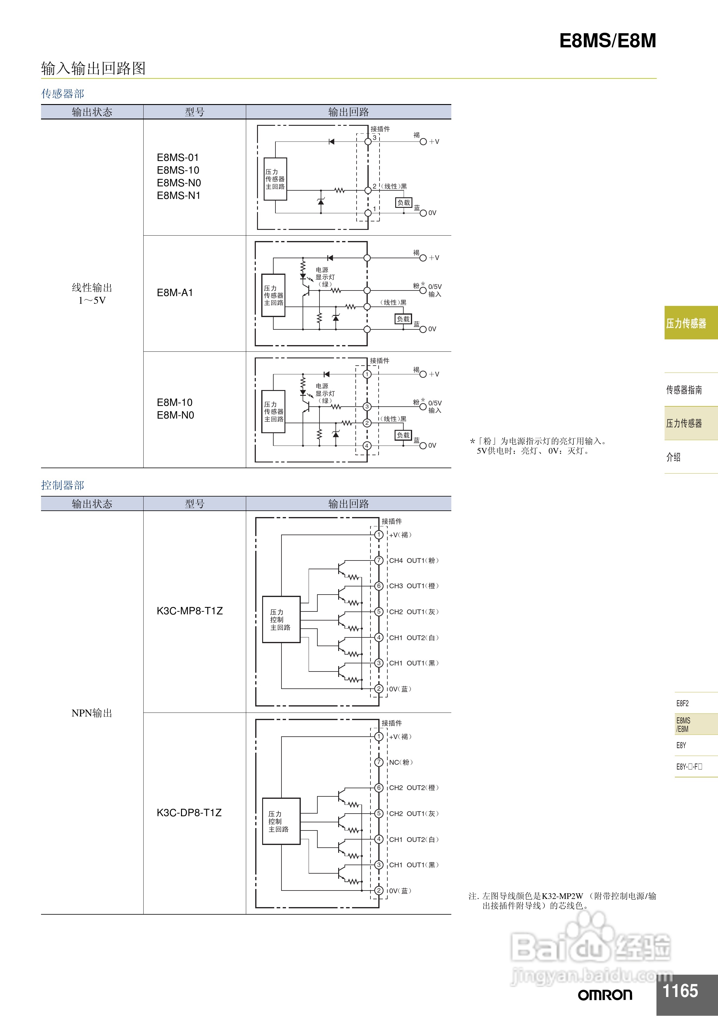 omron E8MS/E8M压力传感器说明书