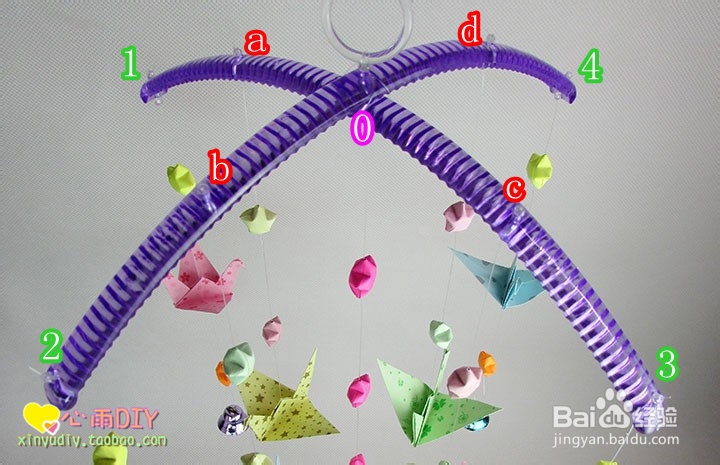 DIY千纸鹤风铃之5—双杆风铃管风铃