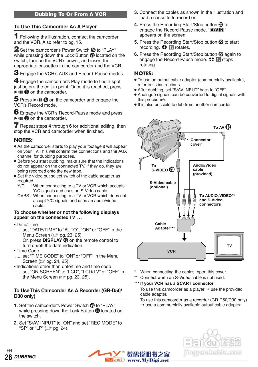 胜利JVC GR-D20数码摄像机使用说明书:[3]