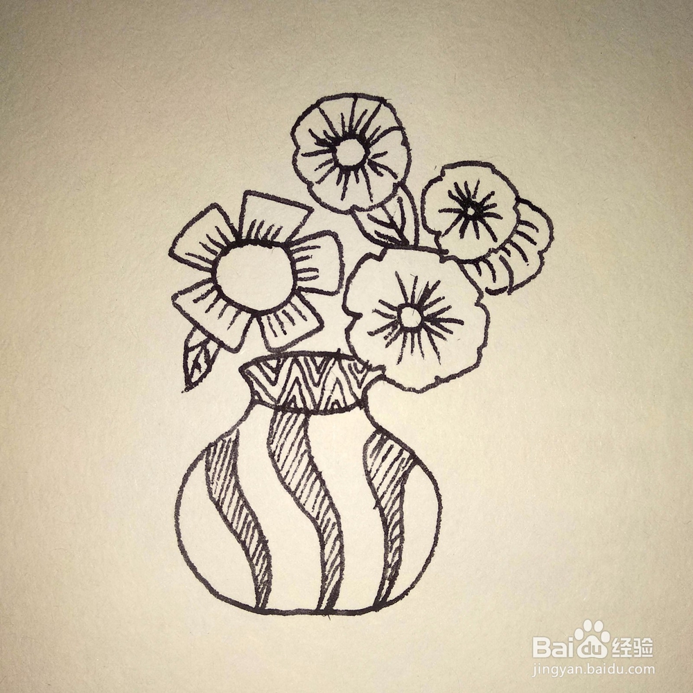 如何画一个很有创意的盆景卡通儿童简笔画