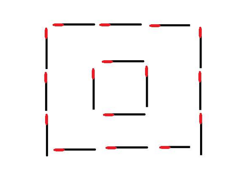 用火柴棒摆成一个回字移动4根怎样变成两个大小相同的正方形